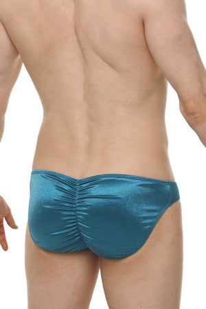 Bikini Murlin Satin Teal - PetitQ Underwear - Lingerie masculine sexy et sous-vêtements pour homme originaux