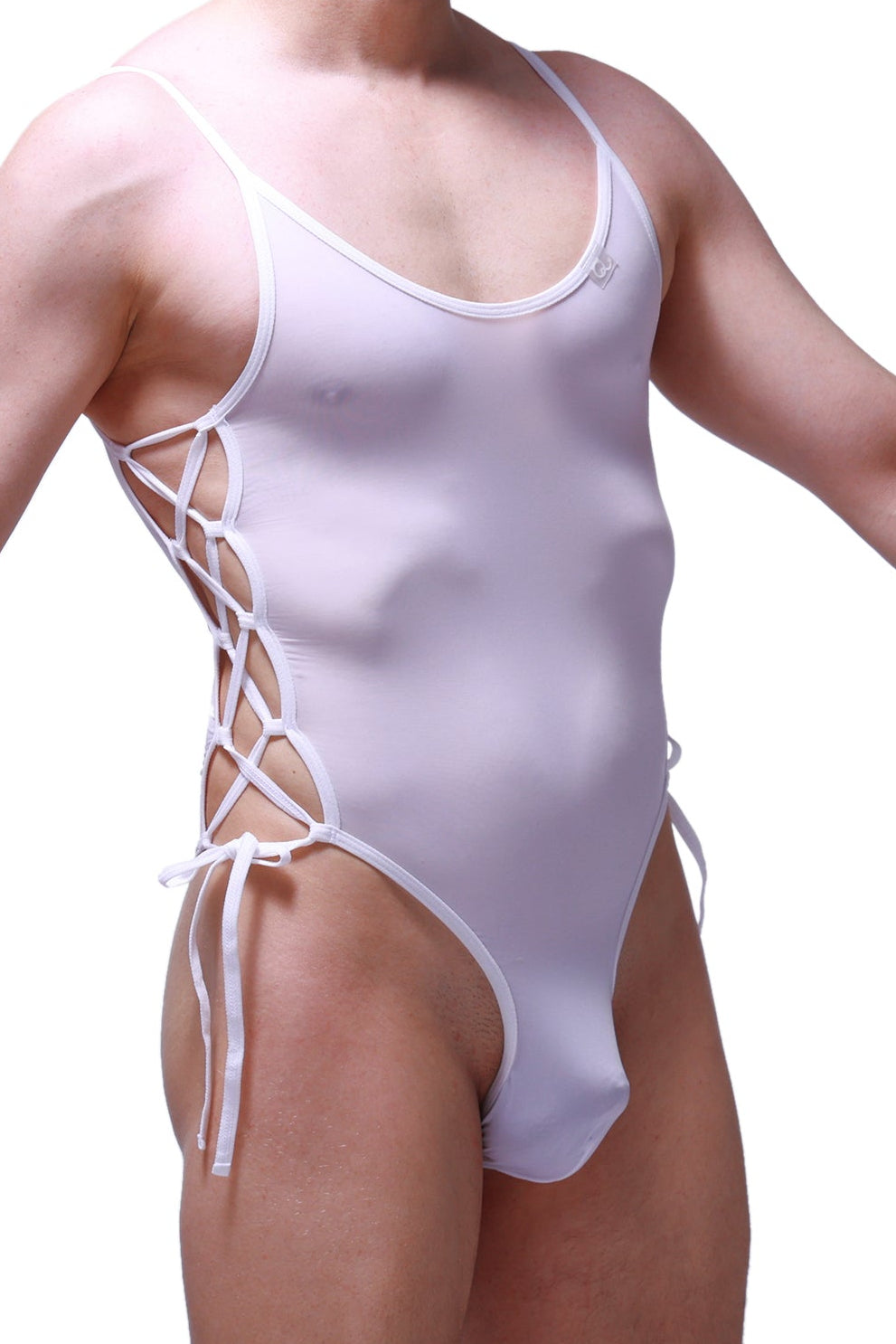 Plum White Lace-Up Body