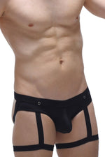 Schwarzer Jockstrap-Strumpfhalter