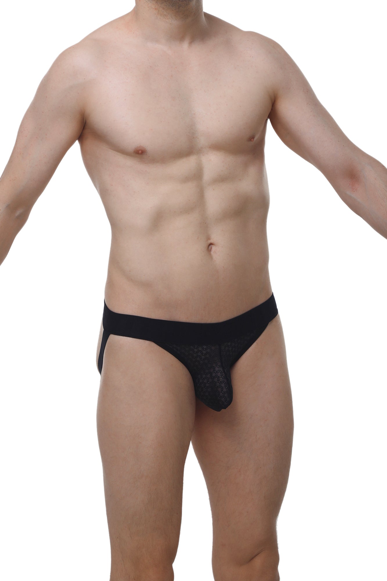 Jockstring Macra Noir - PetitQ Underwear - Lingerie masculine sexy et sous-vêtements pour homme originaux