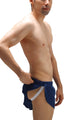 Marineblaue Satin-Shorts mit Jockstrap