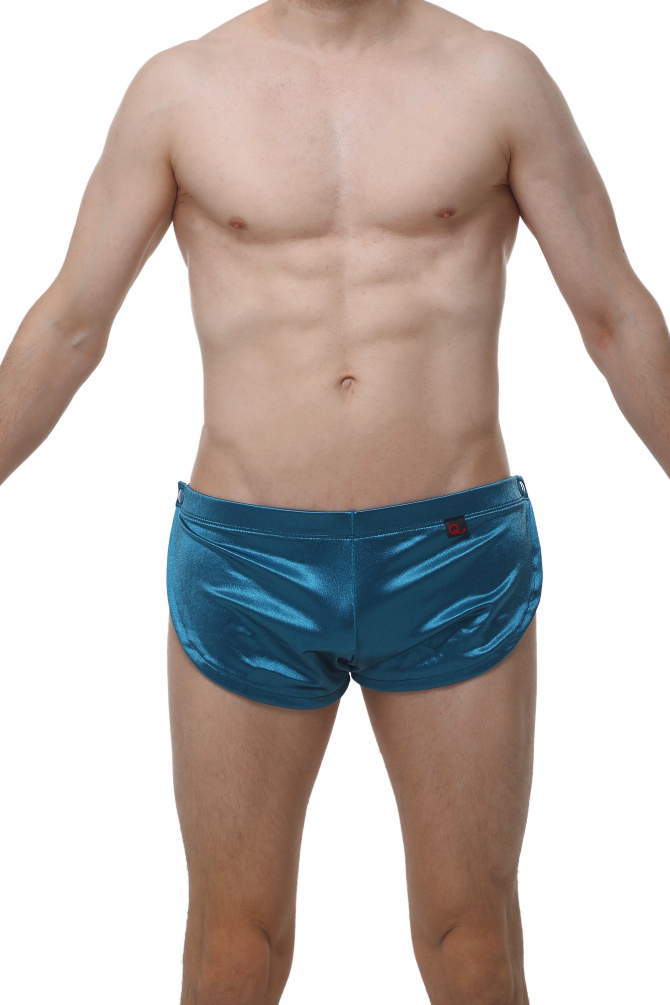 Short Snap Satin Teal - PetitQ Underwear - Lingerie masculine sexy et sous-vêtements pour homme originaux