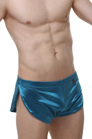 Short Snap Satin Teal - PetitQ Underwear - Lingerie masculine sexy et sous-vêtements pour homme originaux