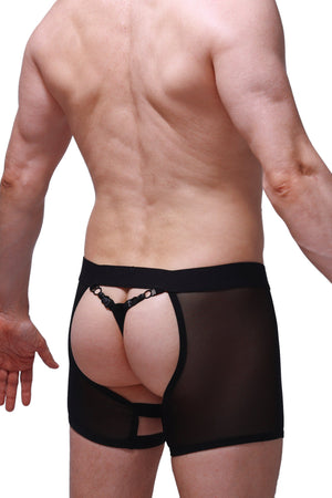 Boxer String Jarretière Angy Noir - PetitQ Underwear - Lingerie masculine sexy et sous-vêtements pour homme originaux