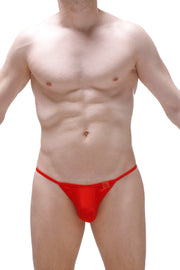 Roter String-Tanga mit Herzmuster aus Metall